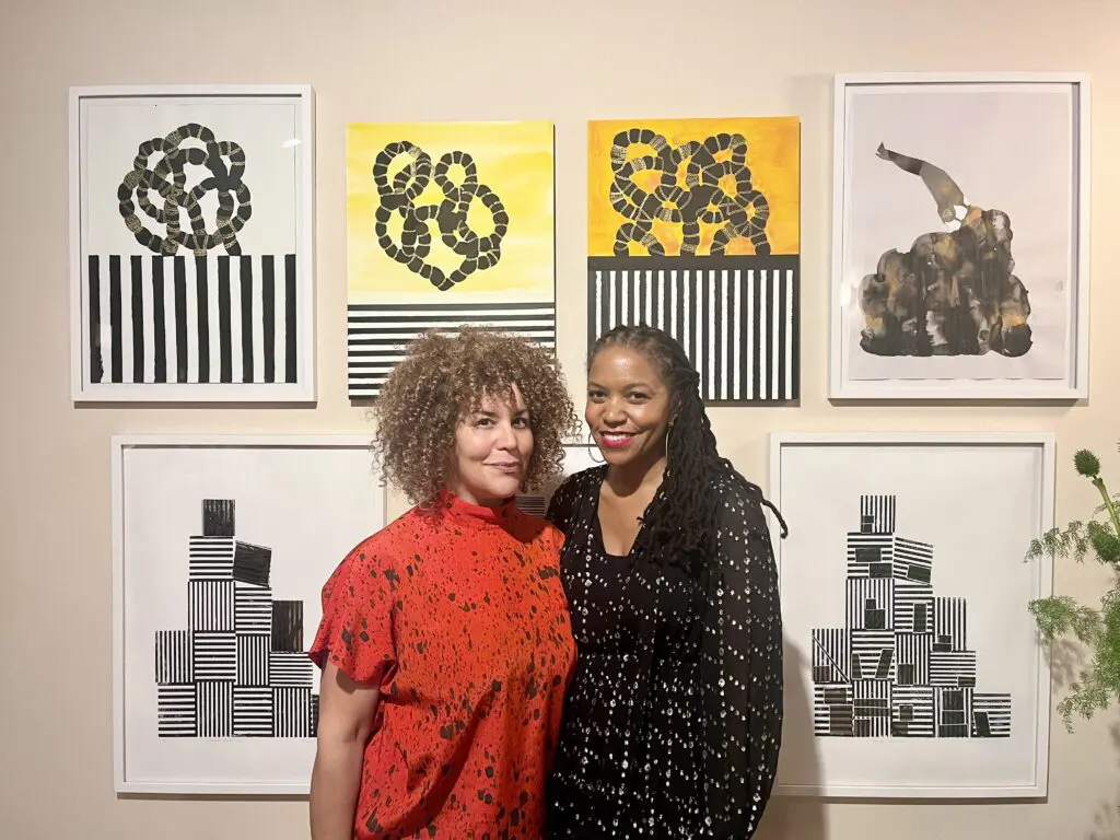 L to R: Shoshanna Weinberger and Little Wing Lee in front of artwork by Weinberger. (Photo credit: Souleo). The talk of galas and special events.