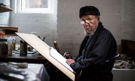 Sudanese artist Ibrahim El Salahi. Photograph: David Levene for the Guardian David Levene/David Levene