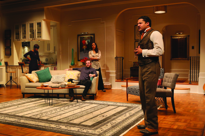 Brandon J. Dirden (Zeke), far right, with from left: Roslyn Ruff (Janeece), Andrew Hovelson (Randall) and Merritt Janson (Judith) in the world premiere of Your Blues Ain’t Sweet Like Mine at Two River Theater.
