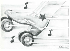 Sketch of a Musical Rollerskate -- disco on wheels