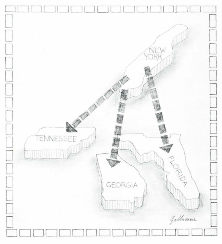 Sketch of Routes going south