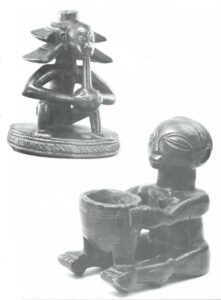 The Buli Master -- Stool; Standing Caryatid Seated Woman With Water Pipe & Seated Woman with a Bowl