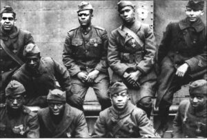 Enlisted men of the 369th R.I.U.S, (15th New York) on a ship returning ...