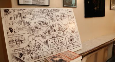 An historic map that hangs on the wall at Bill's Place shows the heyday of Harlem's jazz era.